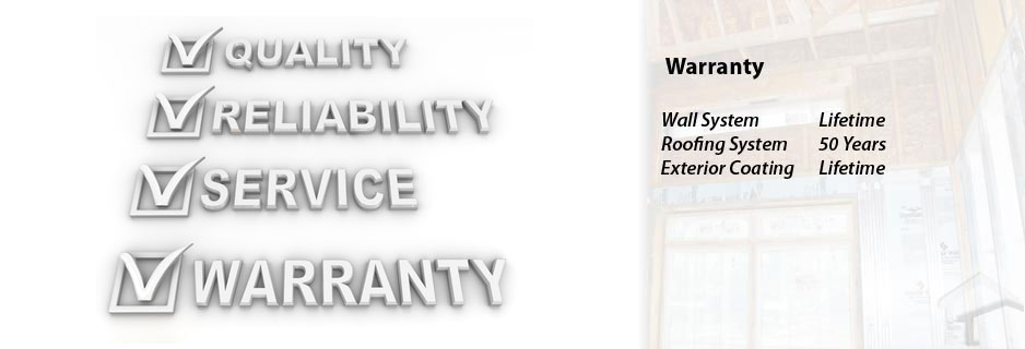 Checklist with warranty details for wall and roof