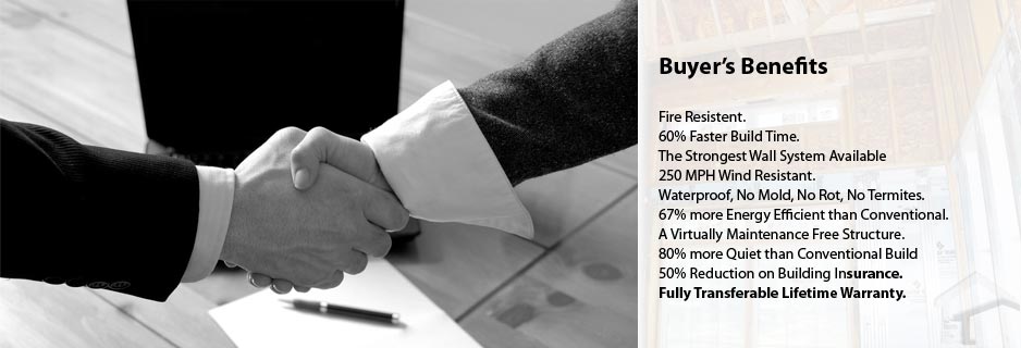 Handshake beside buyer's benefits list